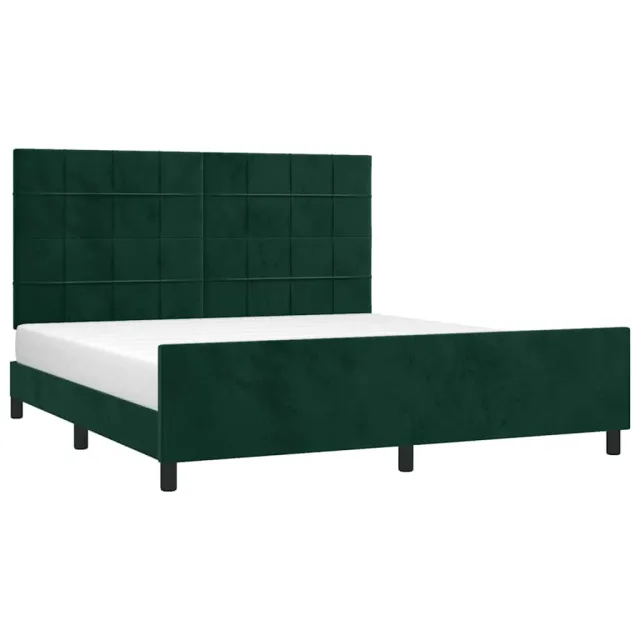 Cadre de lit sans matelas vert foncé 160x200 cm velours