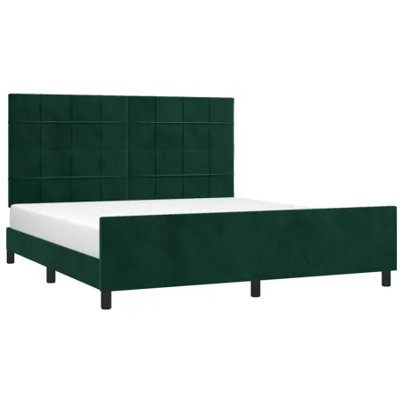 Cadre de lit sans matelas vert foncé 160x200 cm velours