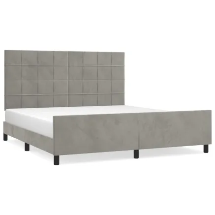 Cadre de lit sans matelas gris clair velours 2