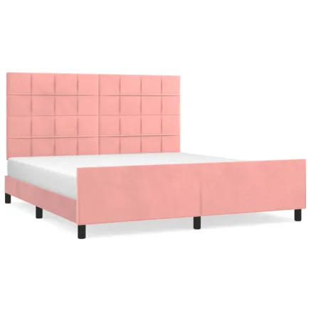 Cadre de lit sans matelas rose velours 2