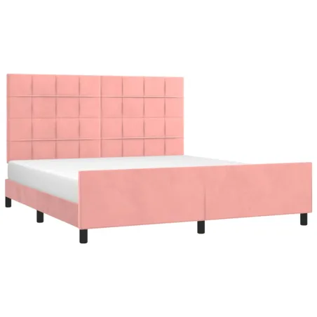 Cadre de lit sans matelas rose velours