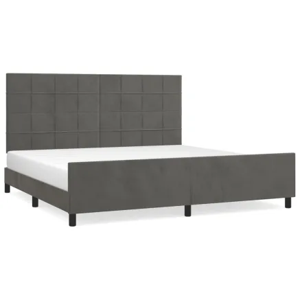Cadre de lit sans matelas gris foncé 200x200 cm velours 2