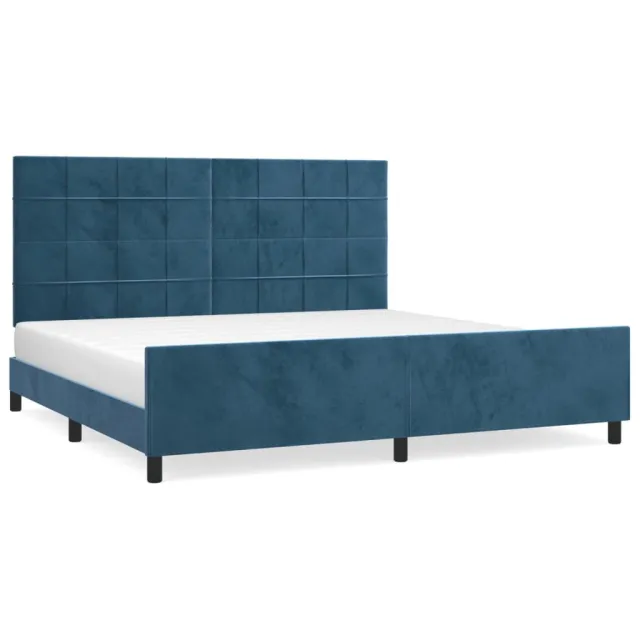 Cadre de lit sans matelas bleu foncé 200x200 cm velours