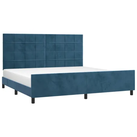 Cadre de lit sans matelas bleu foncé 200x200 cm velours