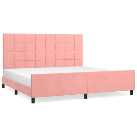 Cadre de lit sans matelas rose 200x200 cm velours 2