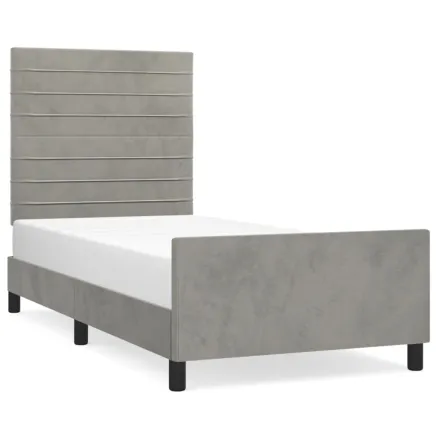 Cadre de lit sans matelas gris clair 80x200 cm velours 2