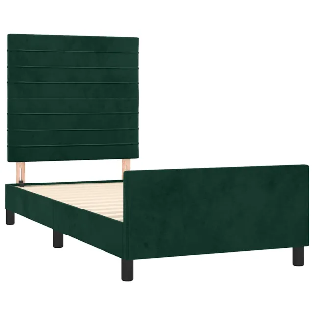 Cadre de lit sans matelas vert foncé 90x190 cm velours
