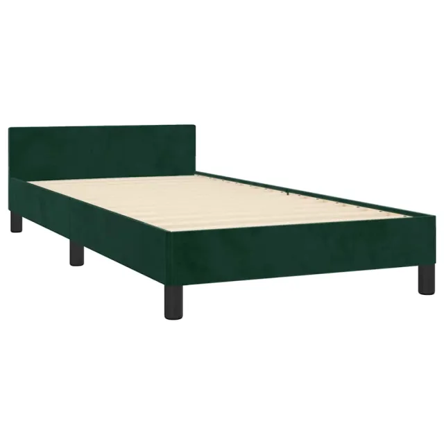 Cadre de lit sans matelas vert foncé 90x190 cm velours