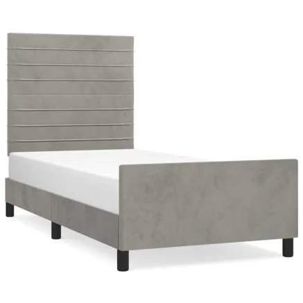 Cadre de lit sans matelas gris clair 90x200 cm velours 2