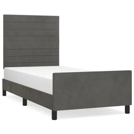 Cadre de lit sans matelas gris foncé 90x200 cm velours 2