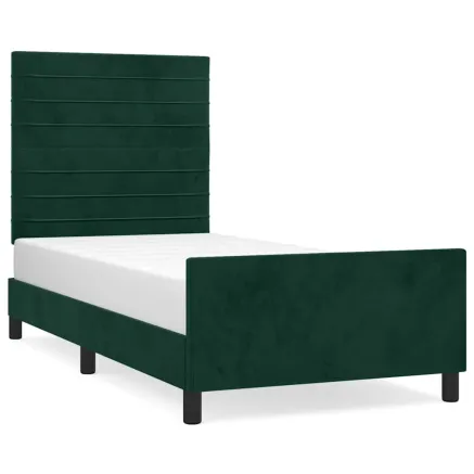 Cadre de lit sans matelas vert foncé 90x200 cm velours 2