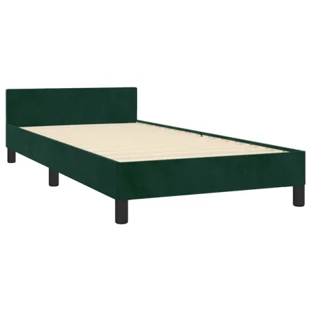 Cadre de lit sans matelas vert foncé 90x200 cm velours