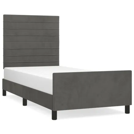 Cadre de lit sans matelas gris foncé 100x200 cm velours 2