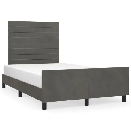 Cadre de lit sans matelas gris foncé 120x200 cm velours 2