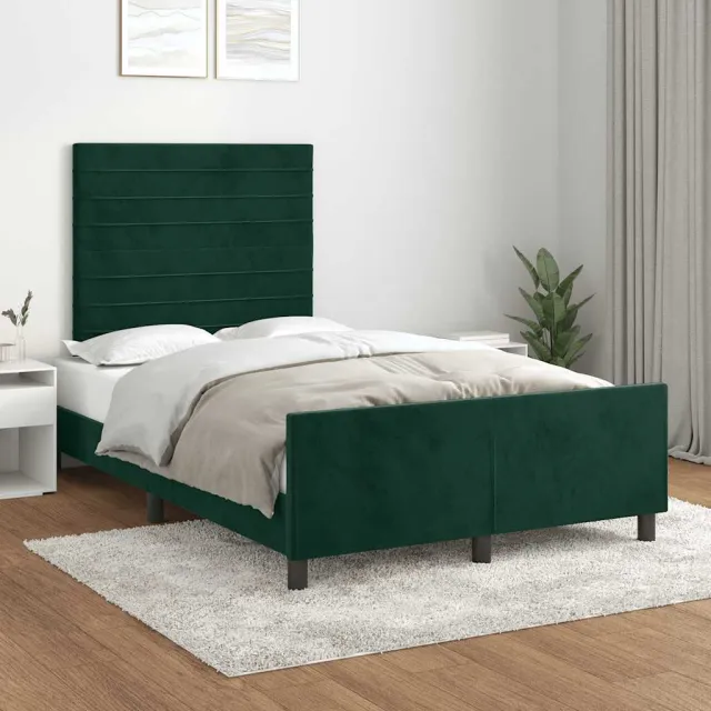 Cadre de lit sans matelas vert foncé 120x200 cm velours