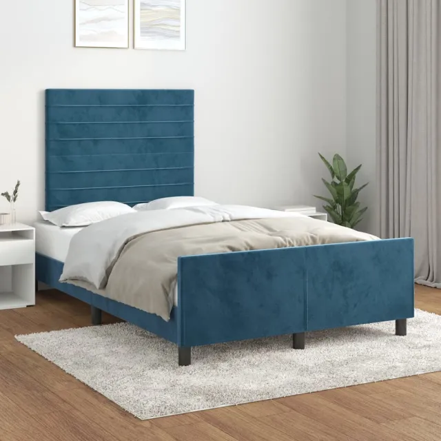 Cadre de lit sans matelas bleu foncé 120x200 cm velours