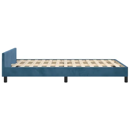 Cadre de lit sans matelas bleu foncé 120x200 cm velours