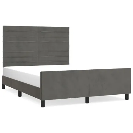Cadre de lit sans matelas gris foncé 140x190 cm velours 2