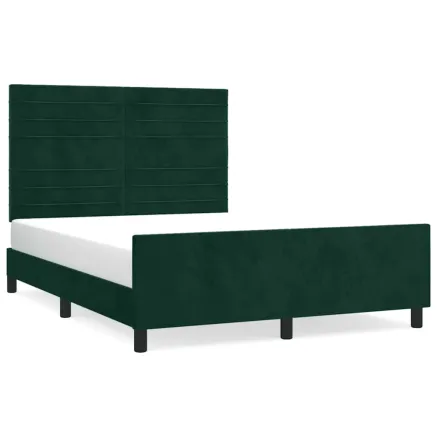 Cadre de lit sans matelas vert foncé 140x190 cm velours 2