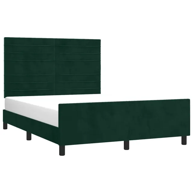 Cadre de lit sans matelas vert foncé 140x190 cm velours