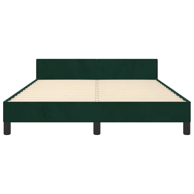 Cadre de lit sans matelas vert foncé 140x190 cm velours