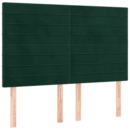 Cadre de lit sans matelas vert foncé 140x190 cm velours