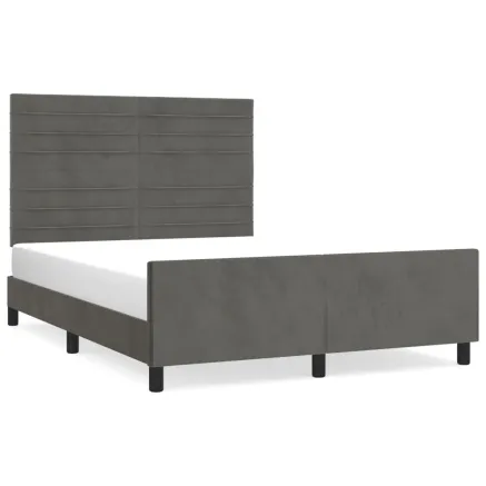 Cadre de lit sans matelas gris foncé 140x200 cm velours 2