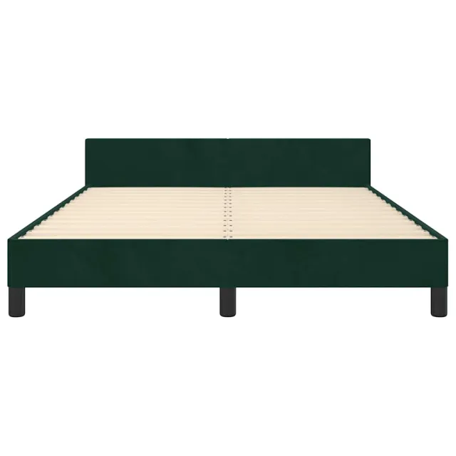 Cadre de lit sans matelas vert foncé 140x200 cm velours