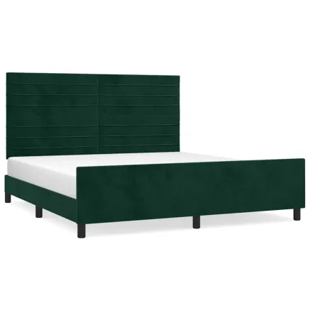 Cadre de lit sans matelas vert foncé 160x200 cm velours 2
