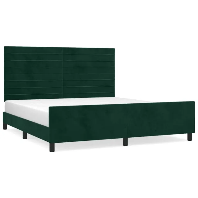 Cadre de lit sans matelas vert foncé 160x200 cm velours