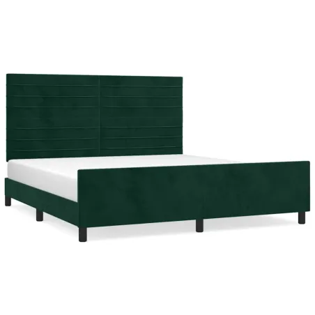 Cadre de lit sans matelas vert foncé 160x200 cm velours