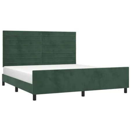 Cadre de lit sans matelas vert foncé 160x200 cm velours