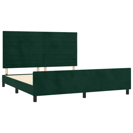 Cadre de lit sans matelas vert foncé 160x200 cm velours