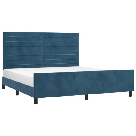 Cadre de lit sans matelas bleu foncé 160x200 cm velours