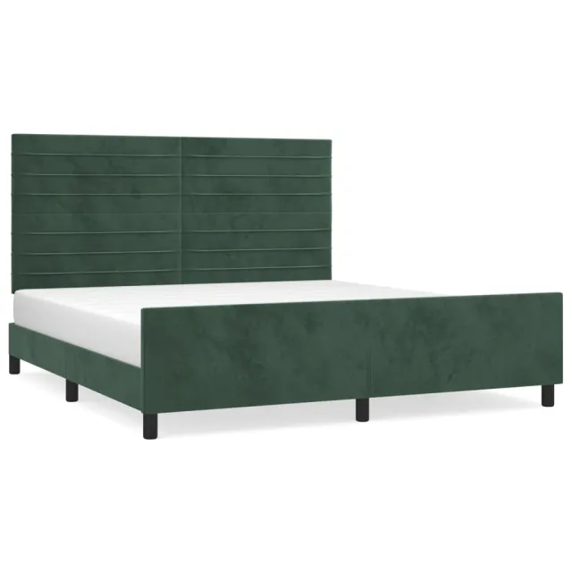 Cadre de lit sans matelas vert foncé velours