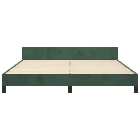 Cadre de lit sans matelas vert foncé velours