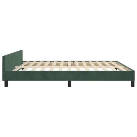 Cadre de lit sans matelas vert foncé velours