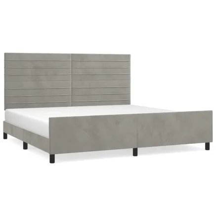 Cadre de lit sans matelas gris clair 200x200 cm velours 2