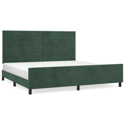 Cadre de lit sans matelas vert foncé 200x200 cm velours 2