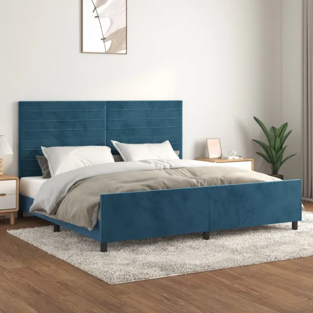 Cadre de lit sans matelas bleu foncé 200x200 cm velours