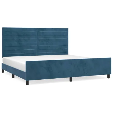 Cadre de lit sans matelas bleu foncé 200x200 cm velours 2