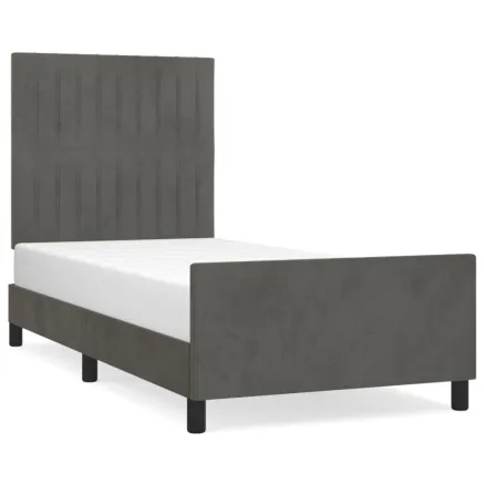 Cadre de lit sans matelas gris foncé 80x200 cm velours 2