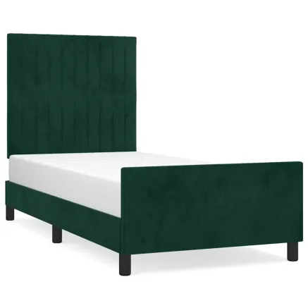 Cadre de lit sans matelas vert foncé 80x200 cm velours 2