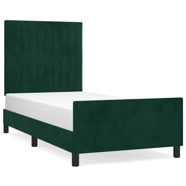 Cadre de lit sans matelas vert foncé 80x200 cm velours