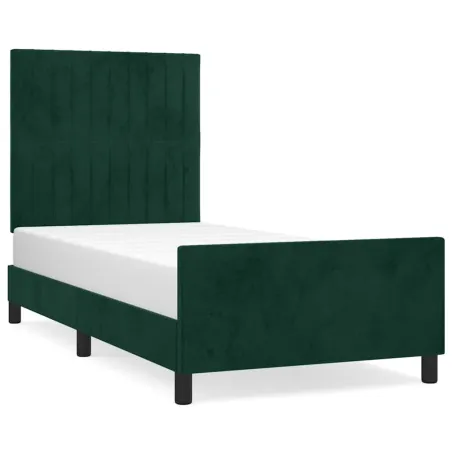 Cadre de lit sans matelas vert foncé 80x200 cm velours
