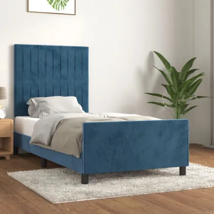 Cadre de lit sans matelas bleu foncé 80x200 cm velours