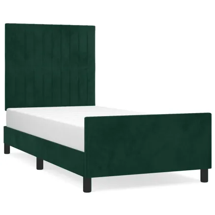 Cadre de lit sans matelas vert foncé 90x190 cm velours 2