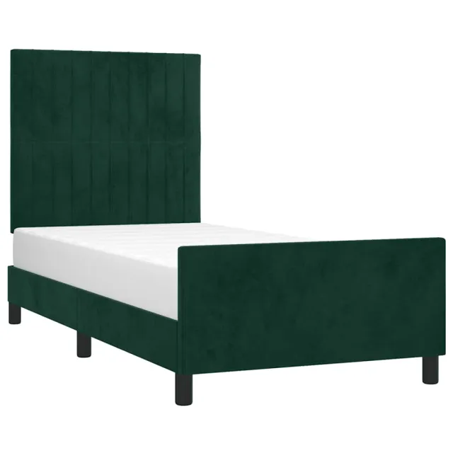 Cadre de lit sans matelas vert foncé 90x190 cm velours