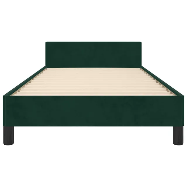 Cadre de lit sans matelas vert foncé 90x190 cm velours