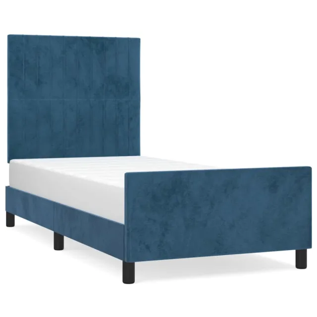 Cadre de lit sans matelas bleu foncé 90x190 cm velours